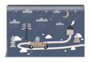 fototapeta ilustracja wektorowa z domow gor drzew