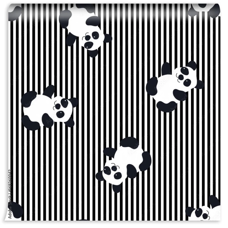 fototapeta kreskowka panda dziecko zwierzat plaski wzor