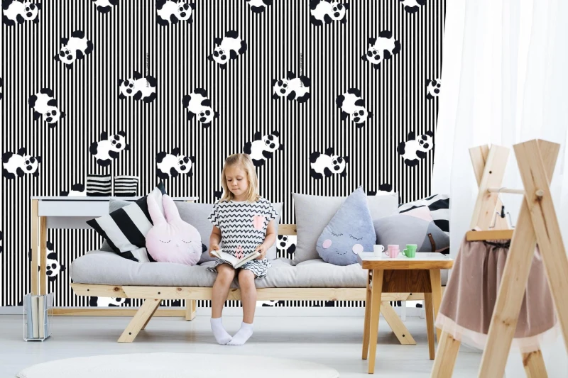 fototapeta kreskowka panda dziecko zwierzat plaski wzor