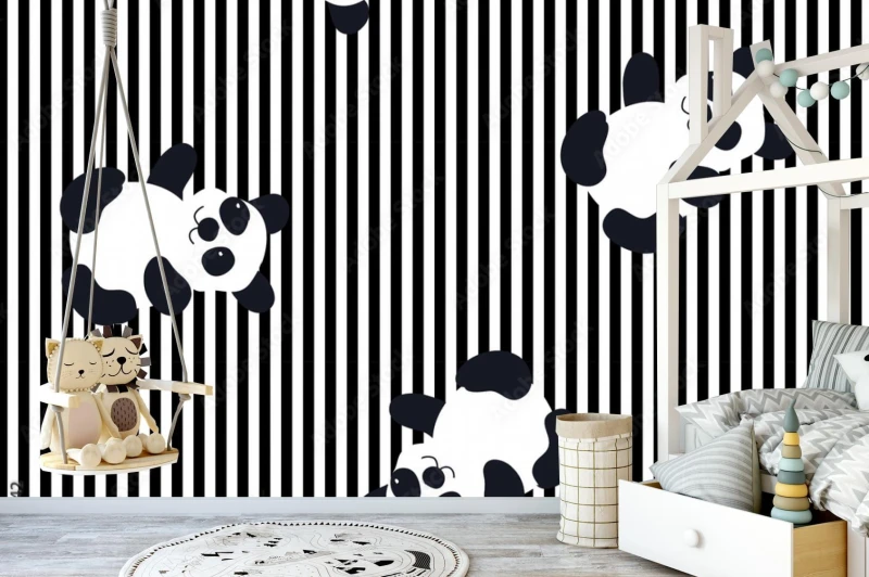 fototapeta kreskowka panda dziecko zwierzat plaski wzor