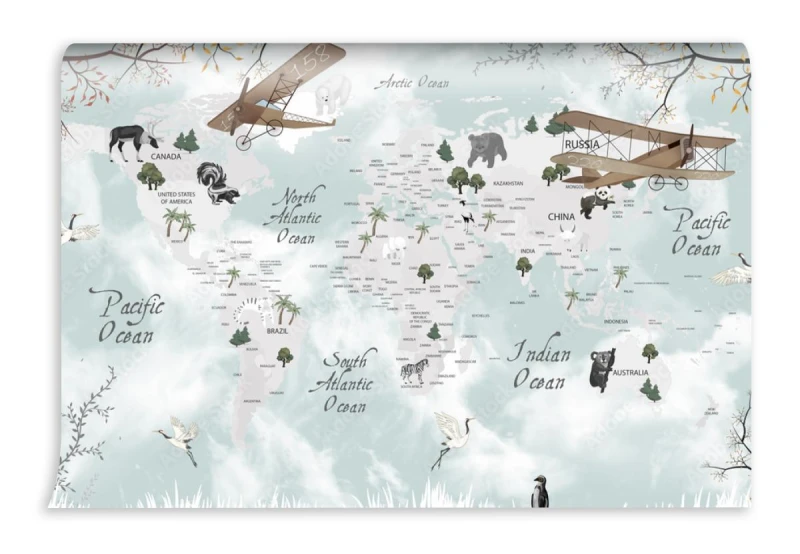 fototapeta mapa swiata dziecka