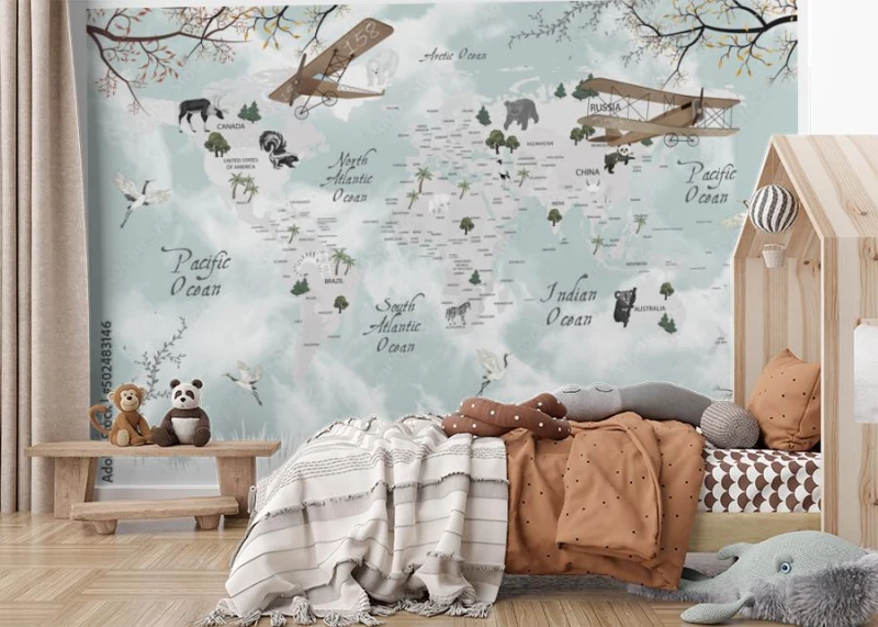 fototapeta mapa swiata dziecka