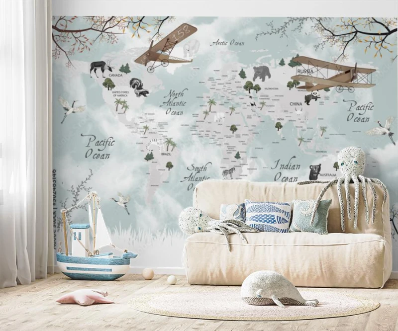fototapeta mapa swiata dziecka