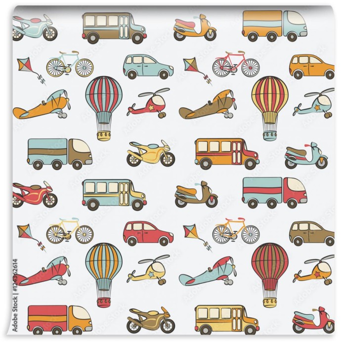 fototapeta transport dzieci bez szwu wzor