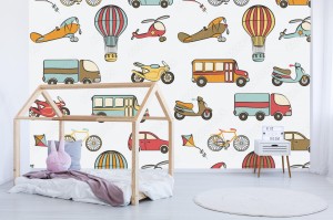 fototapeta transport dzieci bez szwu wzor