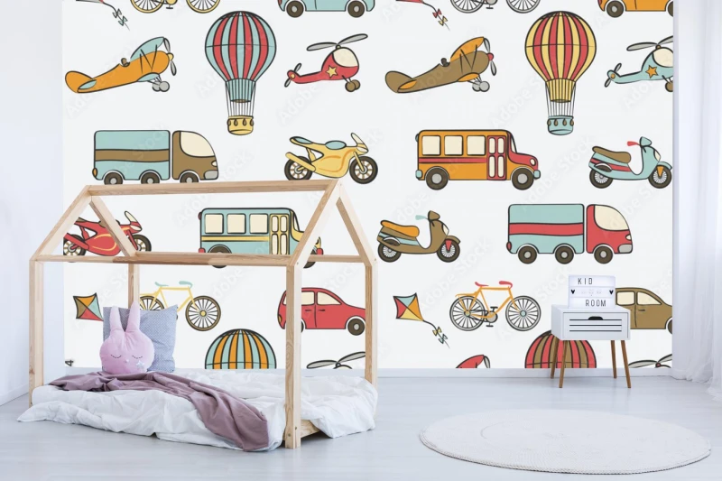 fototapeta transport dzieci bez szwu wzor