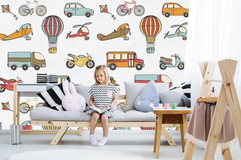 fototapeta transport dzieci bez szwu wzor