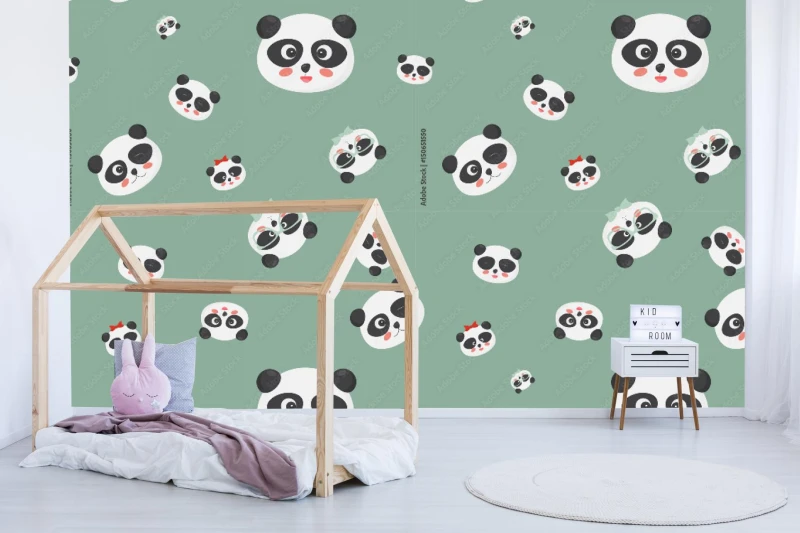 fototapeta wektorowy bezszwowy wzor panda niedzwiedz st