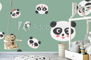 fototapeta wektorowy bezszwowy wzor panda niedzwiedz st