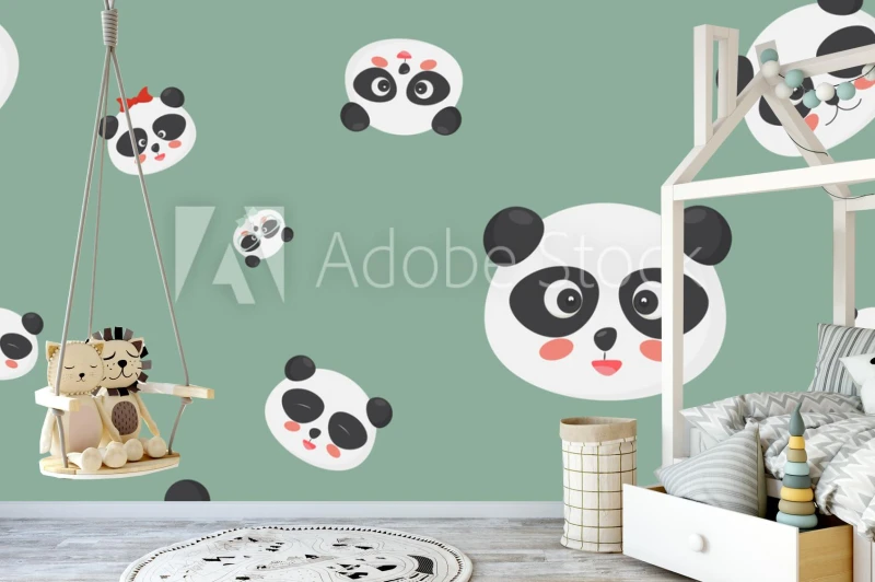 fototapeta wektorowy bezszwowy wzor panda niedzwiedz st