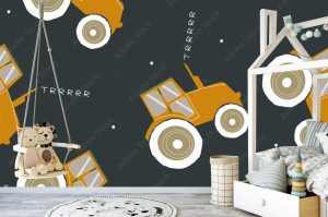 fototapeta wzor z fajnym ciagnikiem reka wektor