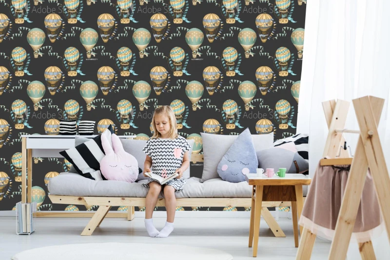 fototapeta wzor z recznie rysowane swiateczne balony na gor