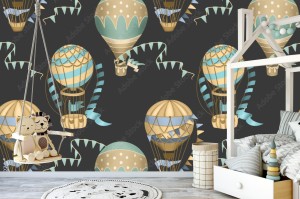 fototapeta wzor z recznie rysowane swiateczne balony na gor