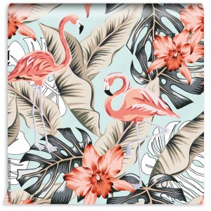 fototapeta tropikalny rozowy flaming kwiaty orchidei b