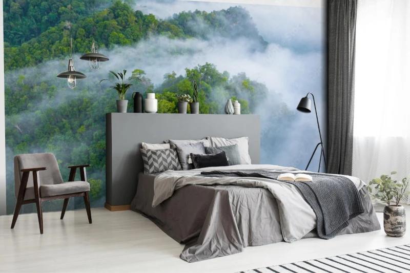 fototapeta widok z lotu ptaka ranek mgla przy tropikalna t