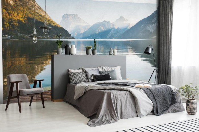 fototapeta piekne jezioro traunsee w austriackich alpach