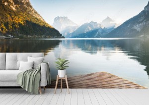 fototapeta piekne jezioro traunsee w austriackich alpach