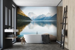 fototapeta piekne jezioro traunsee w austriackich alpach
