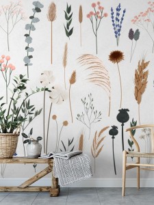 fototapeta rosliny boho piekne recznie rysowane