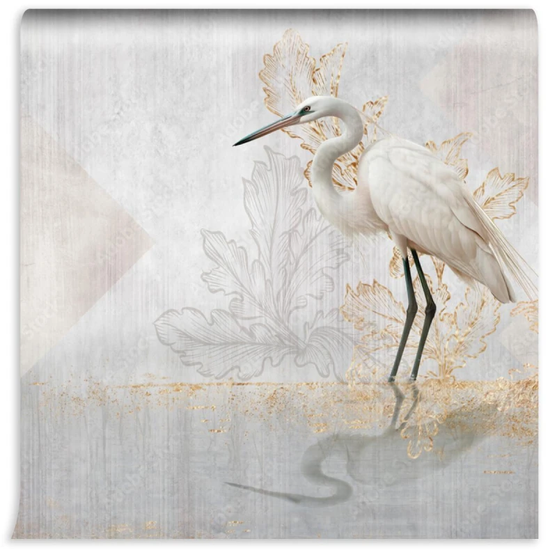 fototapeta bialy zuraw w swietle