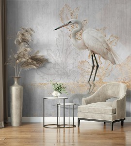 fototapeta bialy zuraw w swietle