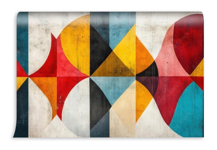 fototapeta fototapeta geometryczna bauhaus na tle betonu