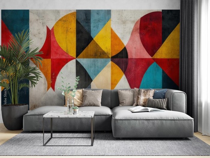 fototapeta fototapeta geometryczna bauhaus na tle betonu