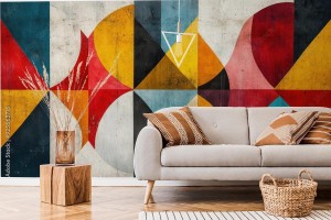 fototapeta fototapeta geometryczna bauhaus na tle betonu