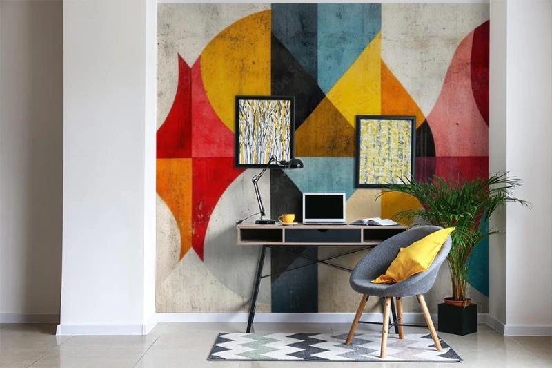 fototapeta fototapeta geometryczna bauhaus na tle betonu