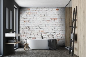 fototapeta krakingowy bialy grunge sciana z cegiel te