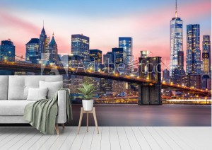 fototapeta most brooklinski przy i lower manhattan linia