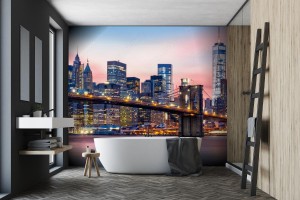 fototapeta most brooklinski przy i lower manhattan linia