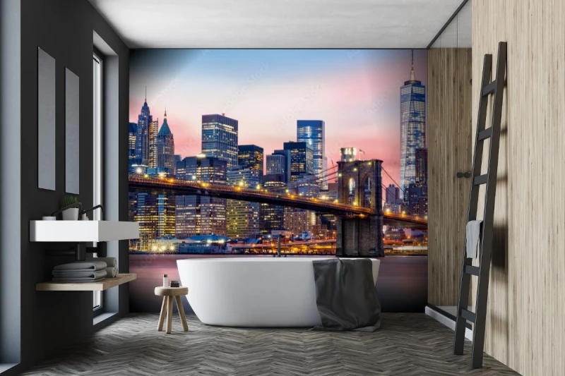 fototapeta most brooklinski przy i lower manhattan linia