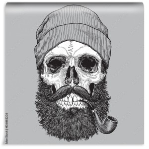 fototapeta kapitan marynarz morze czaszka hipster z rury