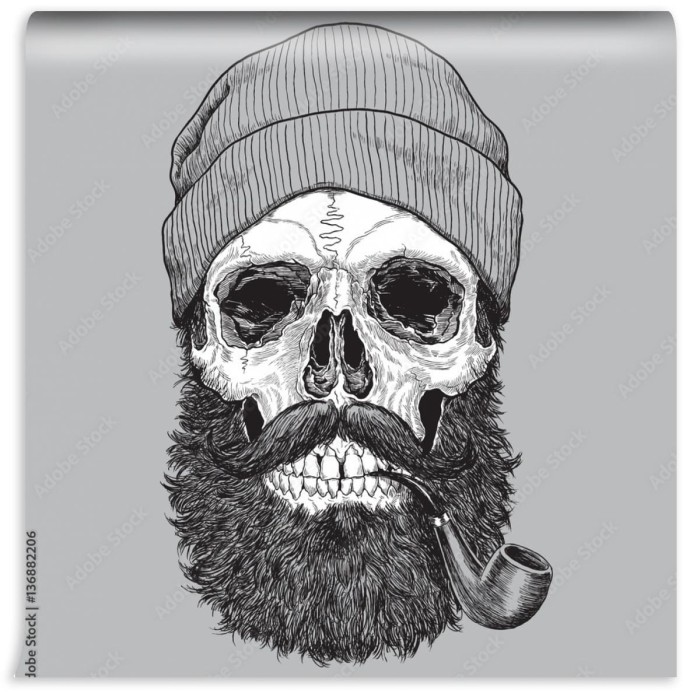 fototapeta kapitan marynarz morze czaszka hipster z rury