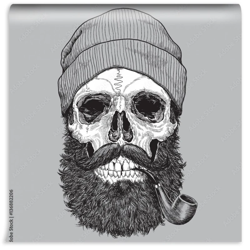 fototapeta kapitan marynarz morze czaszka hipster z rury