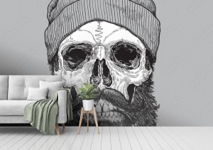 fototapeta kapitan marynarz morze czaszka hipster z rury
