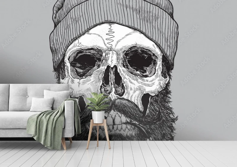 fototapeta kapitan marynarz morze czaszka hipster z rury