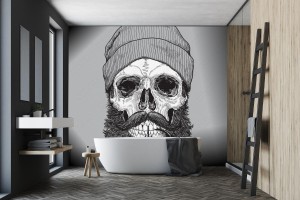 fototapeta kapitan marynarz morze czaszka hipster z rury
