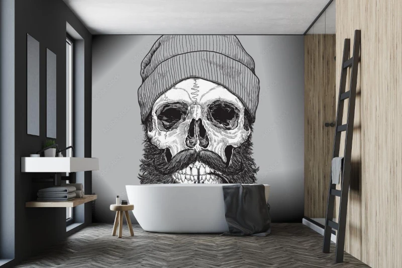 fototapeta kapitan marynarz morze czaszka hipster z rury