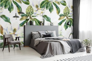 fototapeta akwarela bezszwowe wzor z bialej magnolii