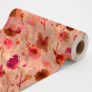 Tapeta Żywy, akwarelowy wzór kwiatowy na różowym tle – modny design.png