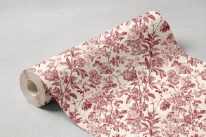 Tapeta Gobelin z kwiatowym wzorem toile. Tapeta w stylu vintage z botanicznym wzorem.png
