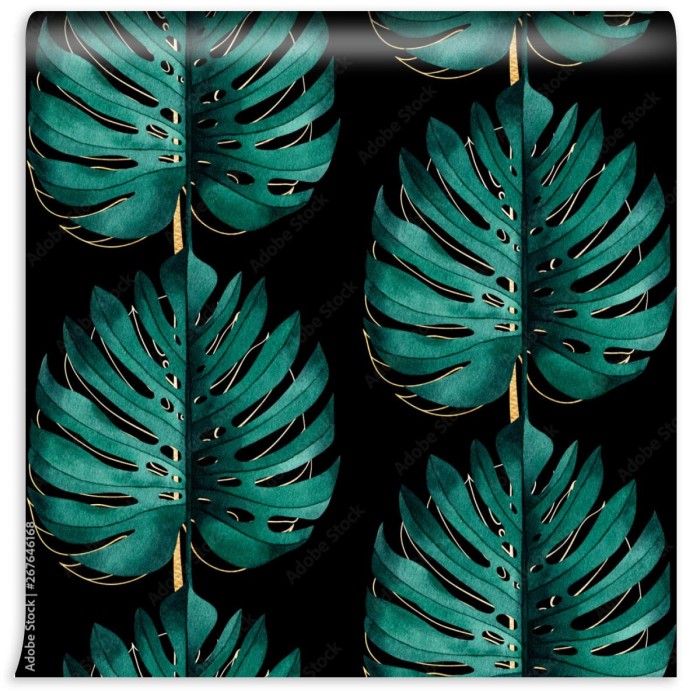 fototapeta lisc monstera zielony zloty