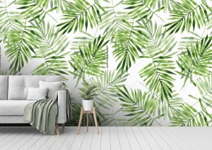 fototapeta liscie palmowe jasnozielone