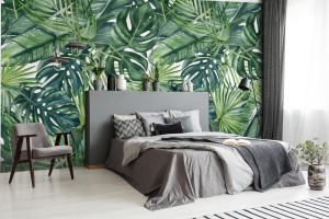 fototapeta monstera bananowiec i palmy zielone