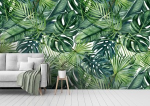 fototapeta monstera bananowiec i palmy zielone