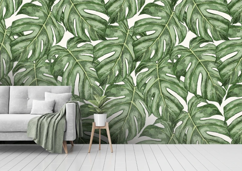fototapeta monstera pozostawia recznie rysowane bezszwowe