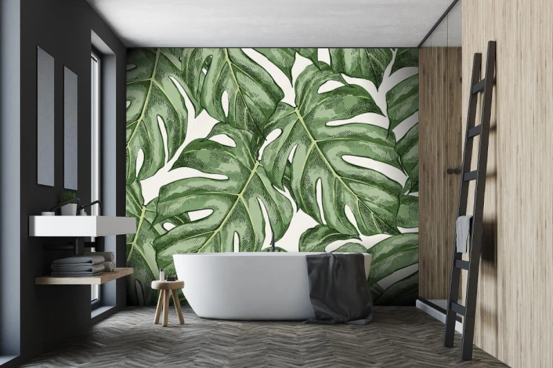 fototapeta monstera pozostawia recznie rysowane bezszwowe