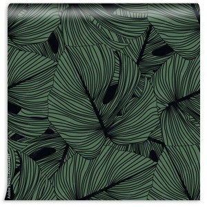 fototapeta monstera pozostawia wzor na czarno